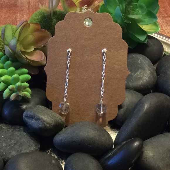 Drop Earrings Black Rutilated Quartz - Picture 2 of 3